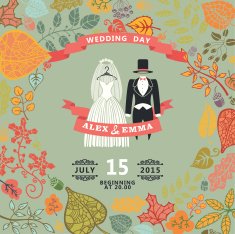 Vintage wedding invitation Wedding wear autumn leaves