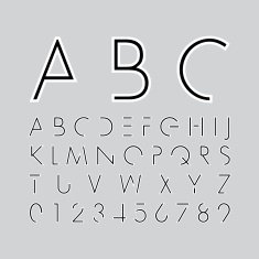 alphabetic fonts and numbers N21