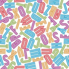Geometric seamless pattern with letters vector background