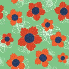 Contrast Fantastic flowers with spiral middle Seamless vector pattern