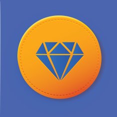 Diamond symbol on yellow button vector