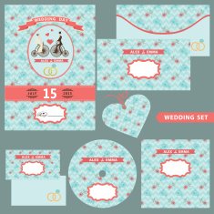 Wedding design template set with floral pattern N3