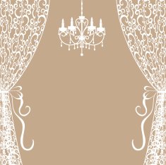 chandelier and curtains