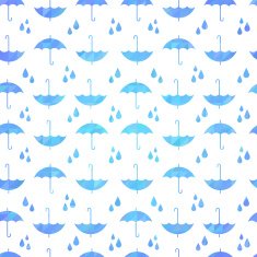 Cute autumn seamless pattern with a set of flat umbrellas
