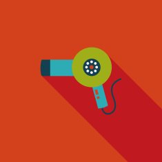 Hair dryer flat icon with long shadow N7