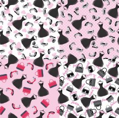 Fashion seamless pattern Little black dress shoes hearts