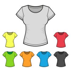Women's T-shirt Design Template Color Set Vector