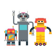 Cute robots family