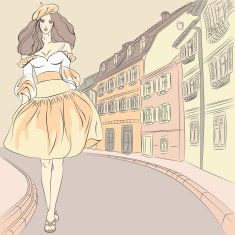 Vector beautiful fashion girls top models in dresses