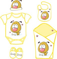 Cute Baby Layette with puppy and butterfly