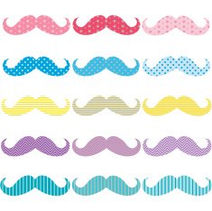 Colorful Mustache Pattern Set - illustration free image download