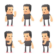 set of bad guy character in different poses N16
