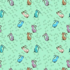 Stylish colorful seamless cats pattern background Vector illustration