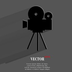 Videocamera Flat modern web button with long shadow and space N2