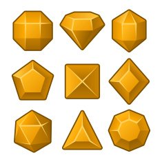 Set of Orange Gems for Match3 Games Vector