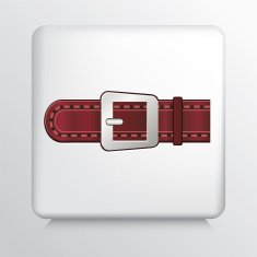 Square Icon with Leather Brown Belt and Silver Buckle