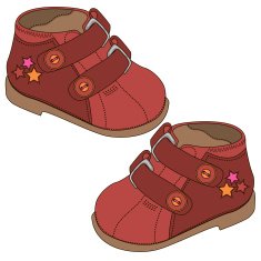 red baby shoes isolated on white background