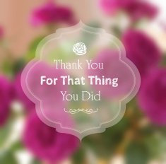 Thank you card rose pink blurry photo as a background