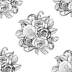 seamless monochrome pattern with roses