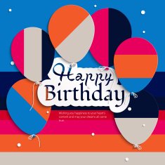 Vector birthday card with balloons and text N25
