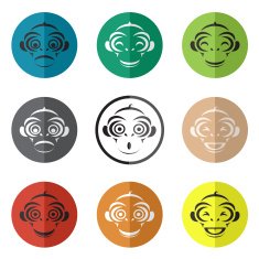 Vector group of monkey face in the circle