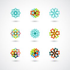 set of abstract colorful fashion floral icon for design