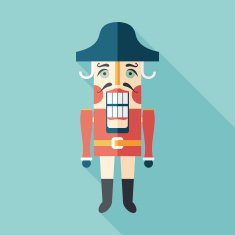 Retro nutcracker flat square icon with long shadows