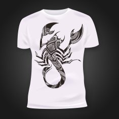 T-shirt print design with hand-drawn mehendi scorpion head N2