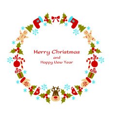 Christmas and New Year vector wreath N4