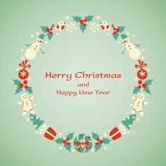 Christmas and New Year vector wreath N5