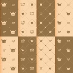 Hand drawn crown on red background seamless pattern N6