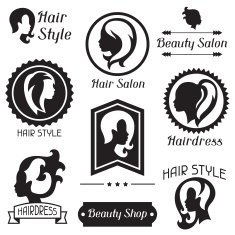 Set of badges and emblems for beauty or hairdressing salon