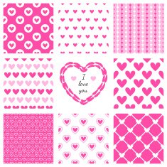 Set of hand-drawn textures heart shapes and romantic pattern N2