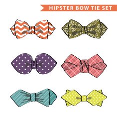 Several colored bow tie with simple pattern Set N2