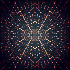 Abstract perspective infinity grid with glowing stars Vector illustration