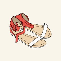Women's red and white sandals