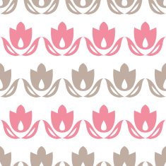 Pink and brown tulips stripes seamless pattern background