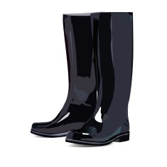 Black rubber boots with white background