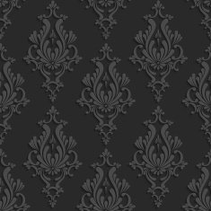 Black 3d Floral Damask Seamless Pattern