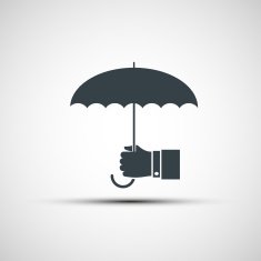 Vector logo of a human hand holding the umbrella