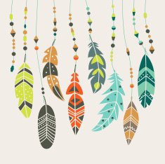 Cute vector set of vintage ethnic feathers in pastel colors N2