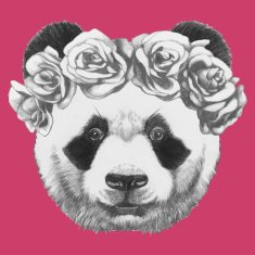 Portrait of Panda with roses