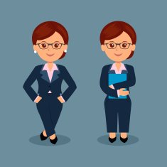 Set of business woman standing in various action N2