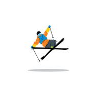 Free style skier performing a high jump Vector Illustration