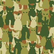 Military texture of cats Army seamless pattern from pets Prote