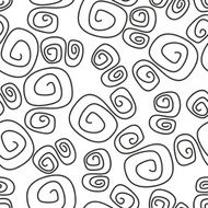 Hand drawn black and white swirl abstract seamless background