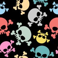 Skull with bones seamless pattern Colored skull skeleton Hallo