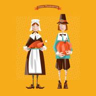 Pilgrim couple Thanksgiving card N2