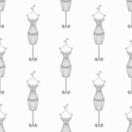 Hand drawn vintage iron mannequin seamless pattern Doodle illustration