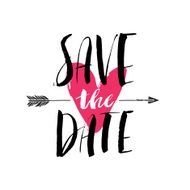 Ink brush hand lettering SAVE THE DATE Modern calligraphic